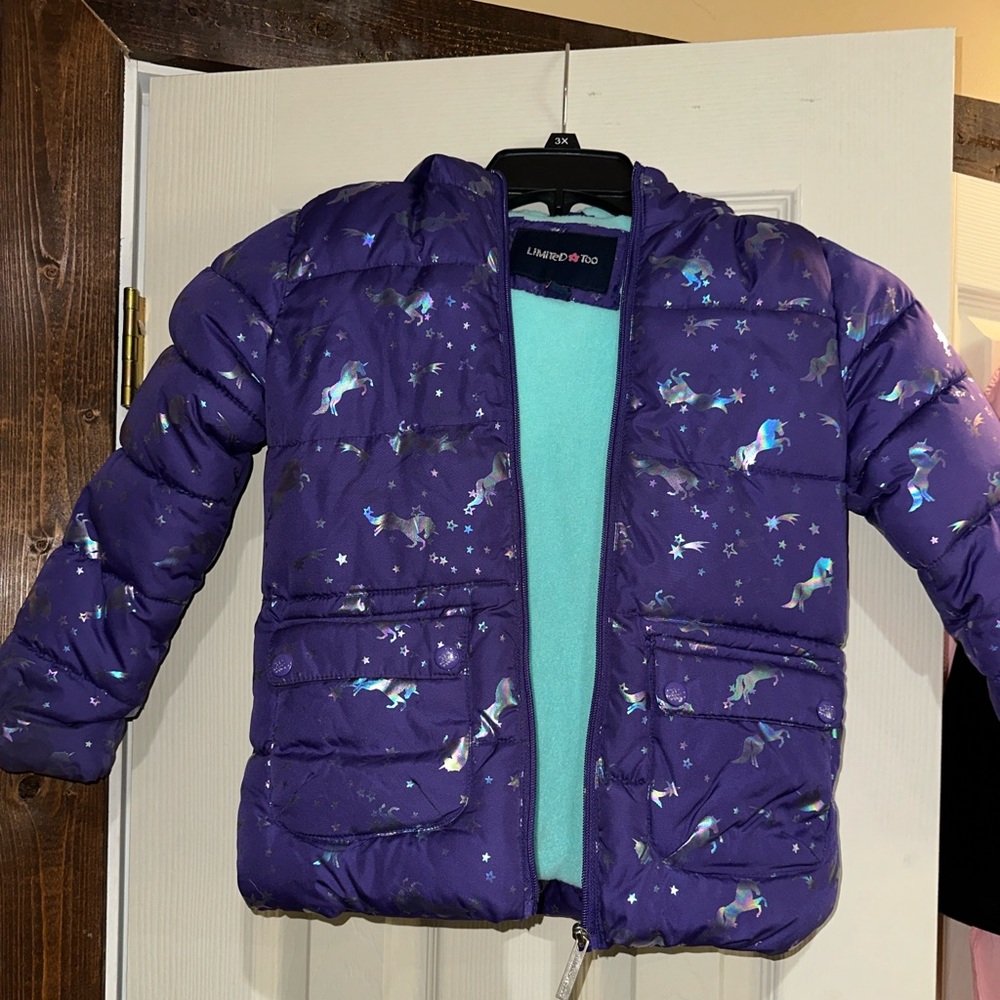 Limited Too Winter Jacket Fleece Lined Unicorn Windbreaker Jacket Size: 6X